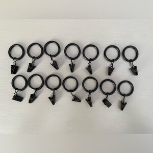 Matte Black Curtain Rings with Clips (14 rings)
